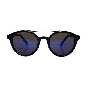 Elizabeth & James Sunglasses Black Frame Round Blue Lenses